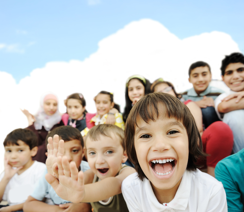 crowd of happy children